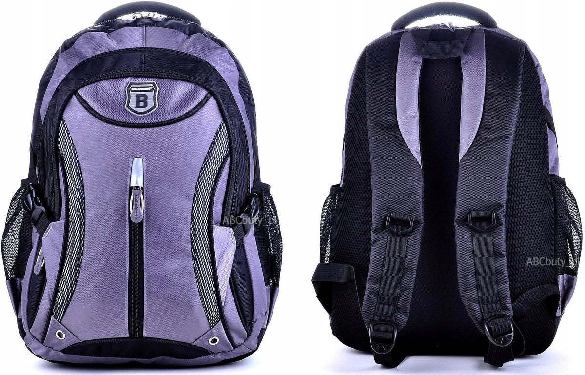 Grey Black Men's BACKPACK 4 Compartments TORNISTER Youth Bag Street 15,3 C.