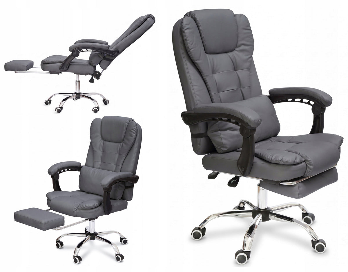 Grey Comfortable Office Chair with Lumbar Cushion Footrest Grey NBK011-HT