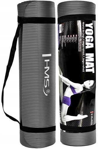 Grey Exercise Mat HMS 183x61x1cm 10mm Non-Slip Yoga Pilates Color gray