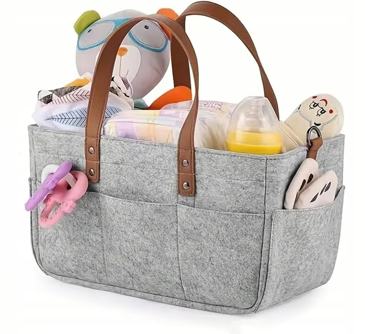 Grey Felt Bag Organizer for Mom and Toddler for Diapers Packaging status original