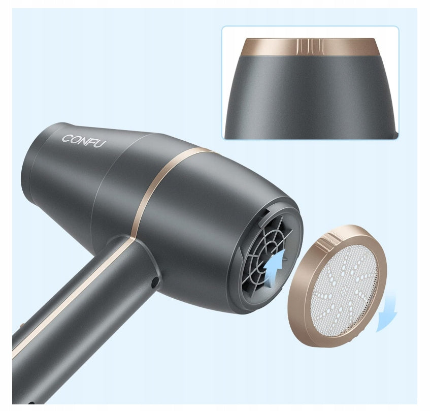 Grey Gold Professional Hair Dryer 2200W With Diffuser CONFU Manufacturer code 1