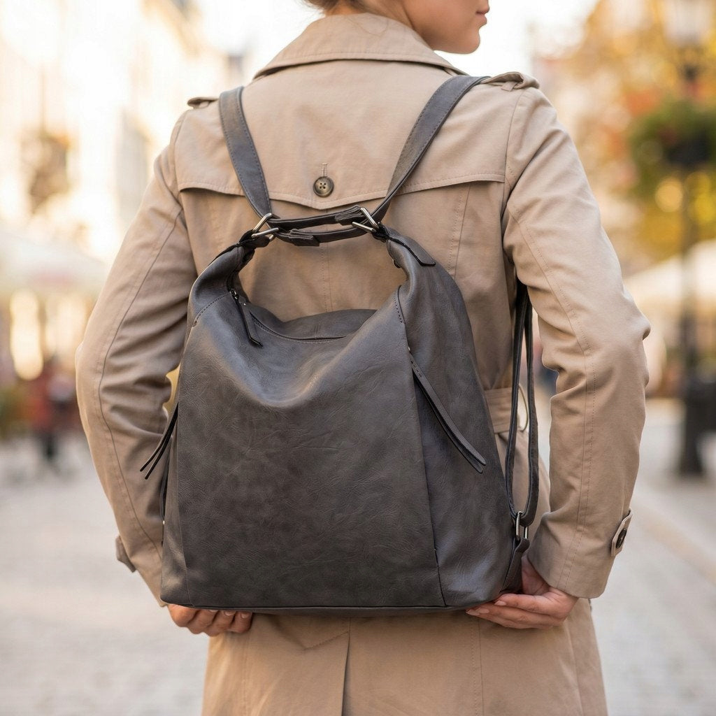 Grey Large Women's Bag-Backpack 2in1 Grey Brand no brand