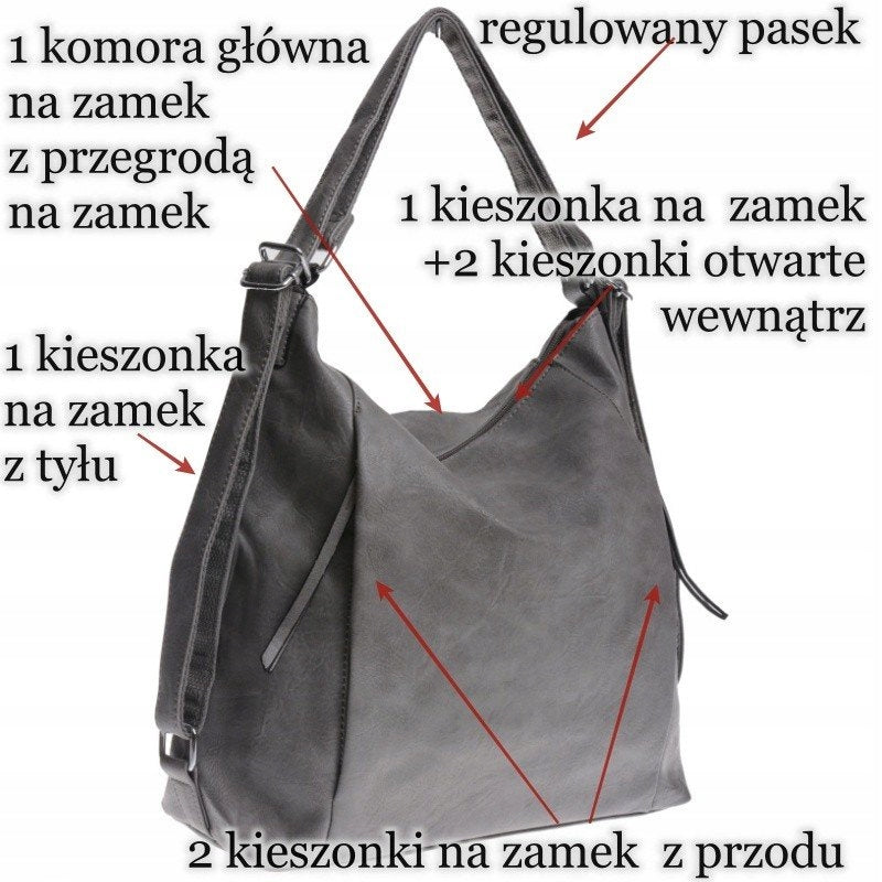 Grey Large Women's Bag-Backpack 2in1 Grey Gender woman