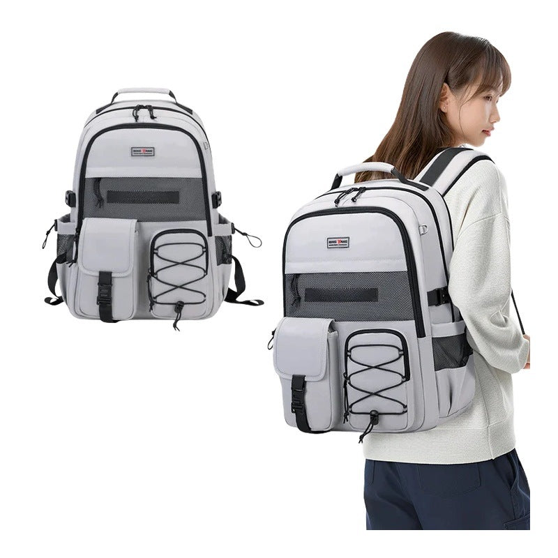 Grey School Backpack For Teenagers Large Water Resistance Capacity