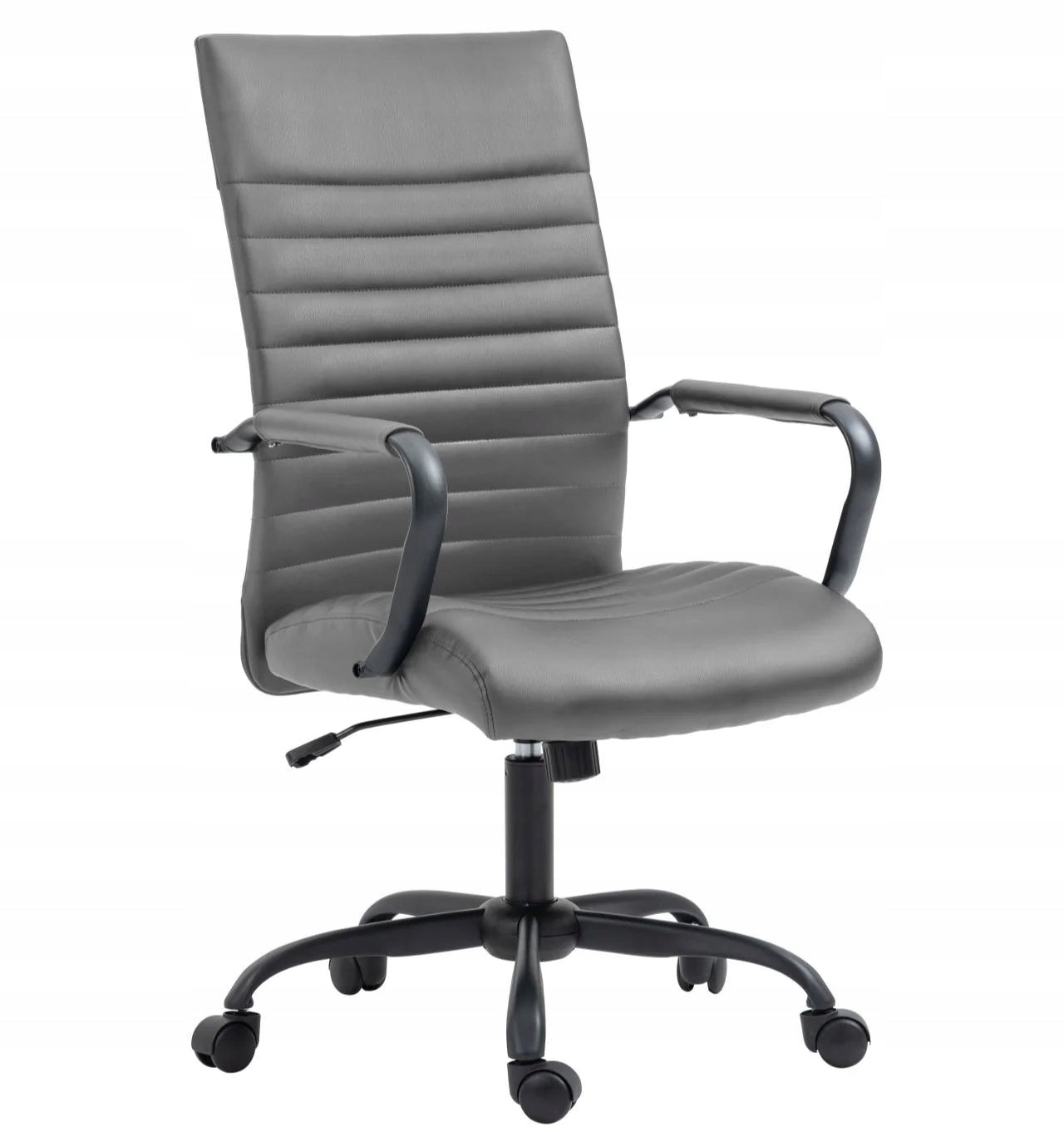 Grey Swivel Armchair for Computer with Armrests Office Eco Leather NEVA Kind rotary