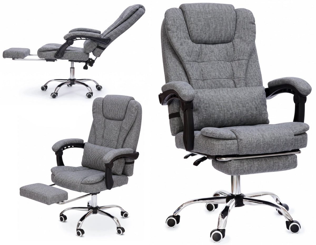 Grey material comfortable office chair with footrest and cushion NBR011-HT