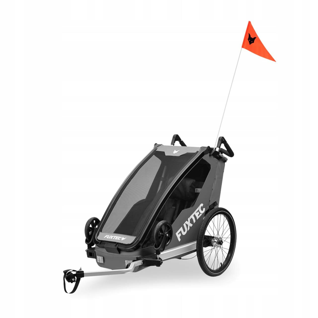 Grey trailer FUXTEC 1-seater with handle and straps FOR CHILDREN FOLDING Packaging status original