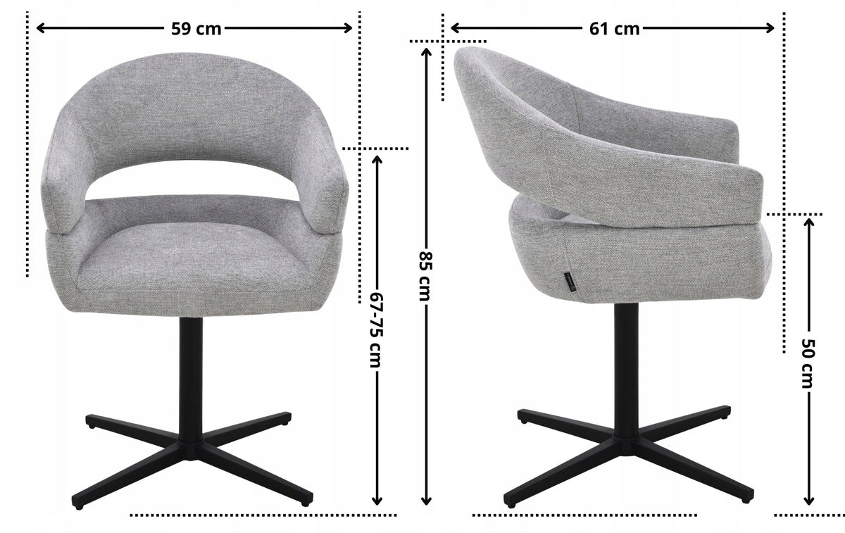 Grey upholstered office chair with springs in the seat OVIO-S Brand exito design