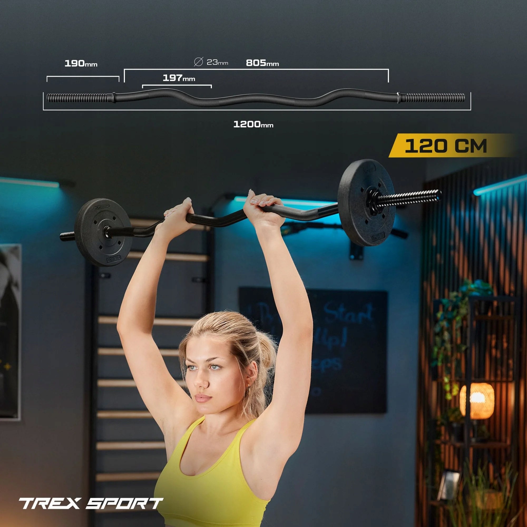 Griffin slightly broken barbell bar 120 cm 25 mm steel for exercise Trex Sport Brand Trex Sport