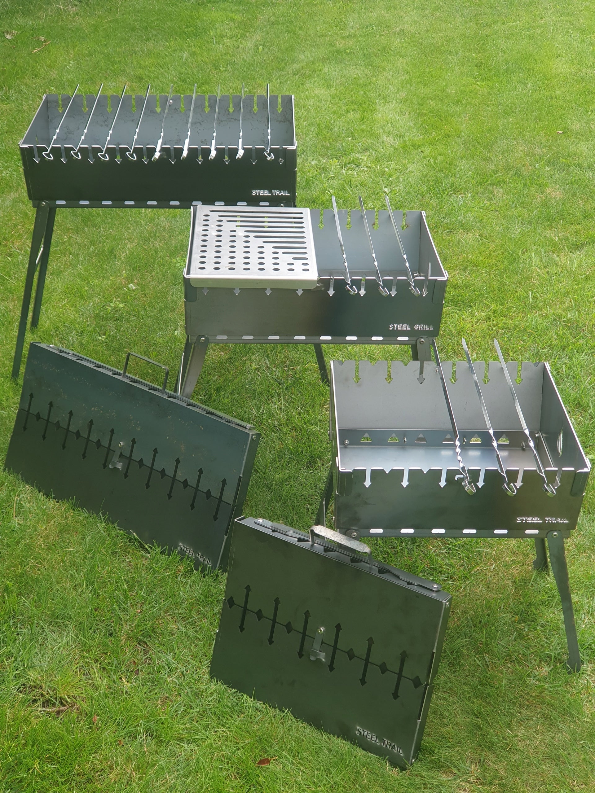 Grill Mangal Folding Suitcase - Strong 2mm Steel for 10/9 Champagne Grate width 34 cm