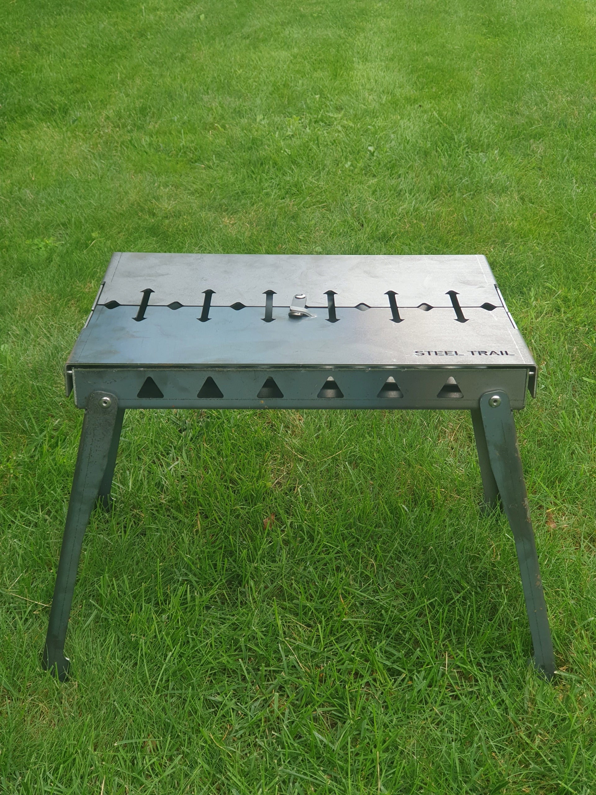 Grill Mangal Folding Suitcase - Strong 2mm Steel for 6/5 Champagne Grill width 34 cm
