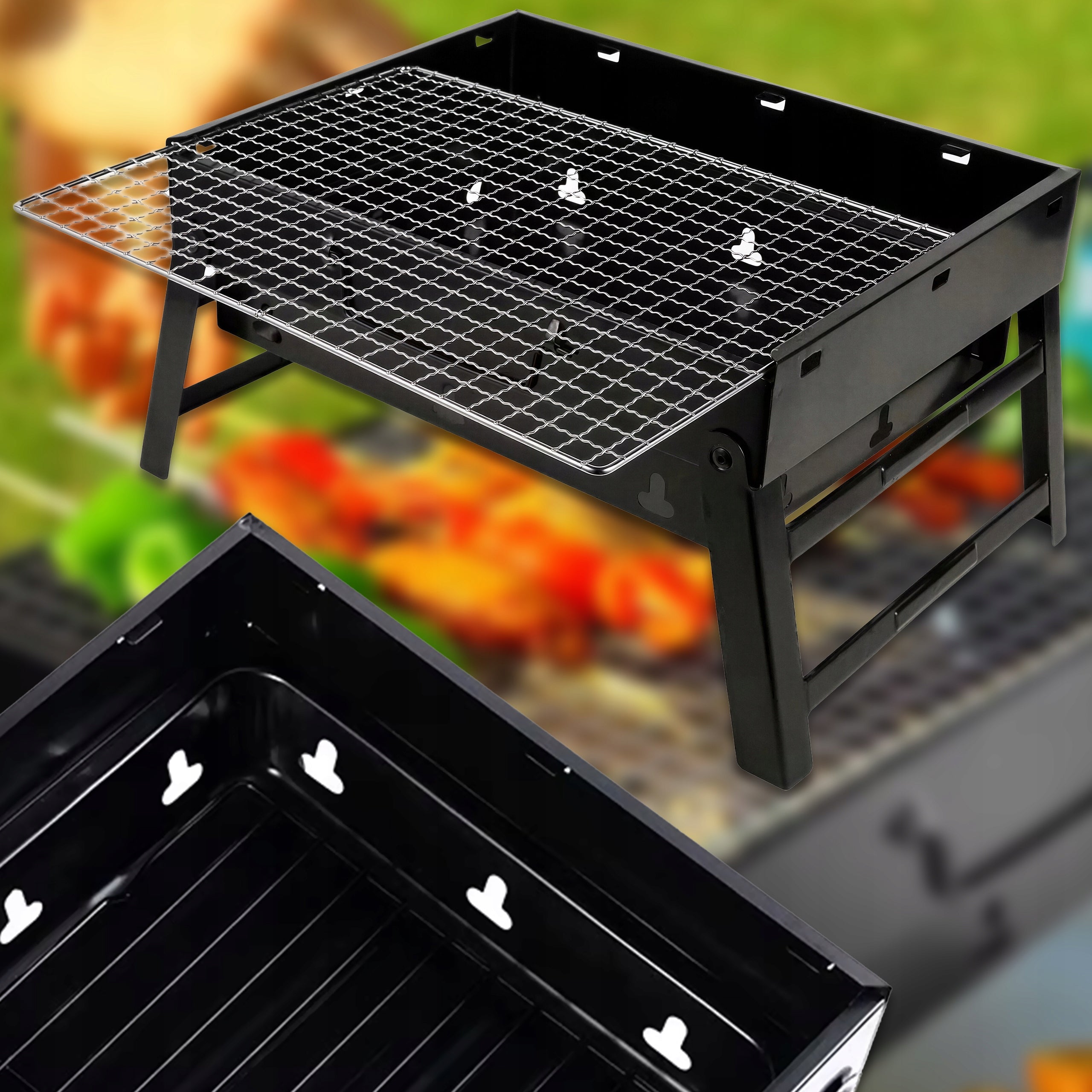 Grill Portable Folding Carbon Tourist Garden Suitcase BBQ Grill depth 29.5 cm