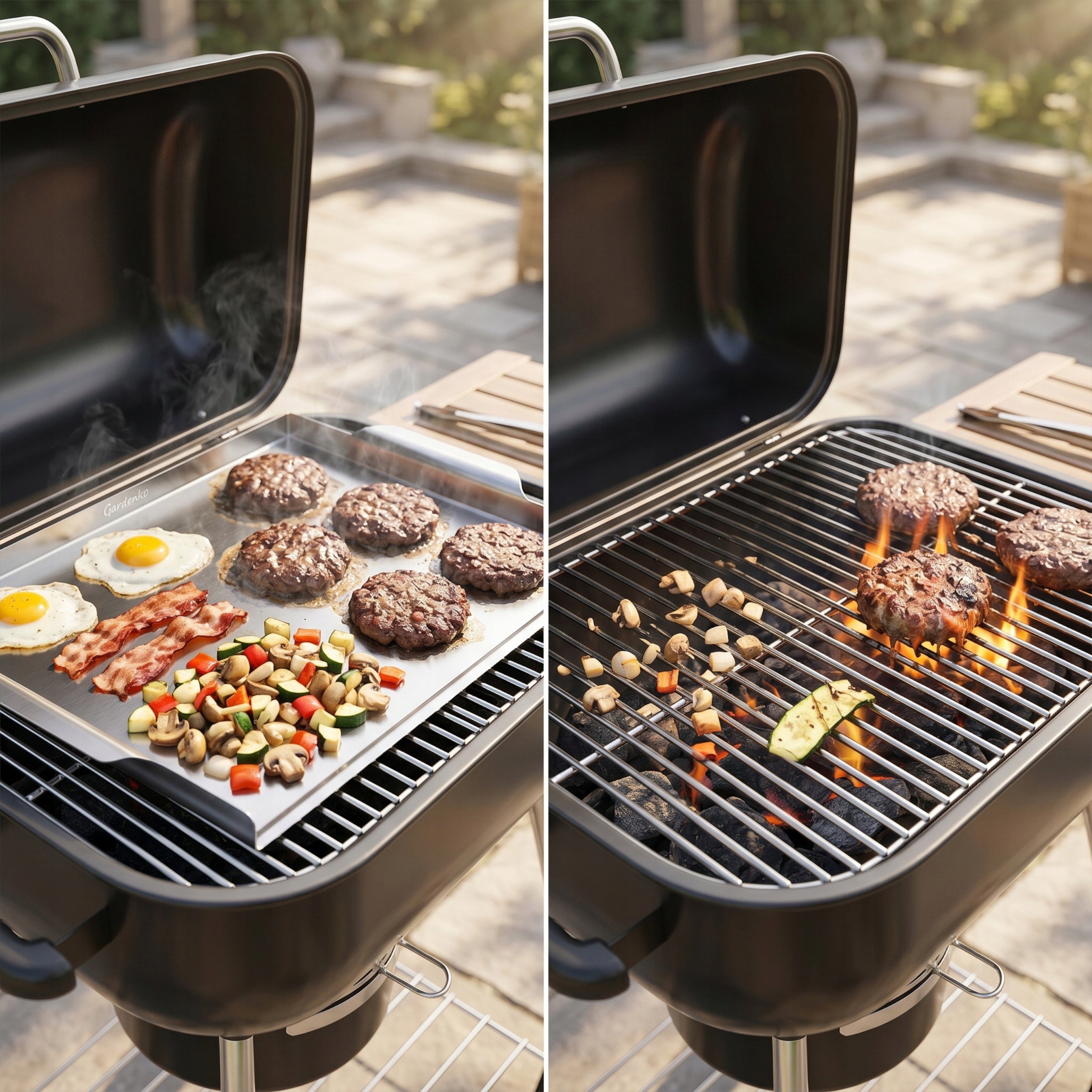Grill plate stainless steel 39x29 cm Burger plate for grill Plancha Shape rectangular