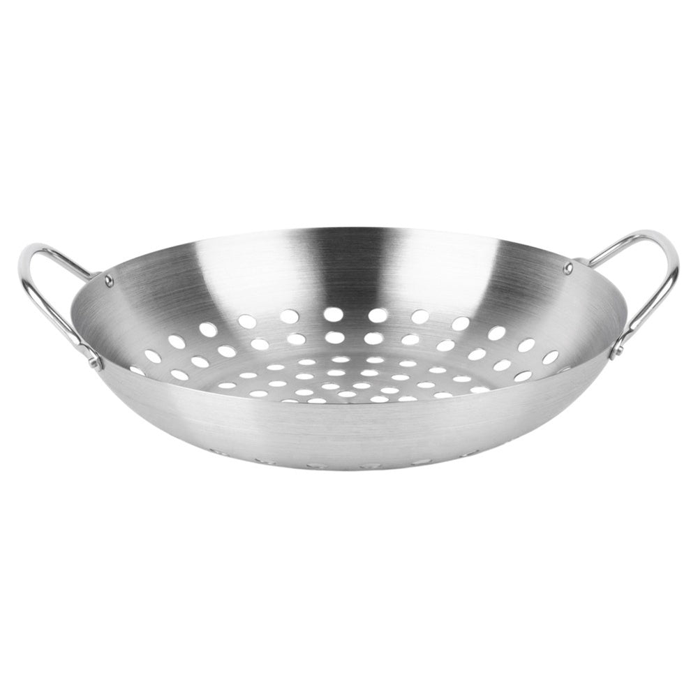 Grilling Basket Round Steel Perforated Grill Tray 28 cm BBQ Shape round