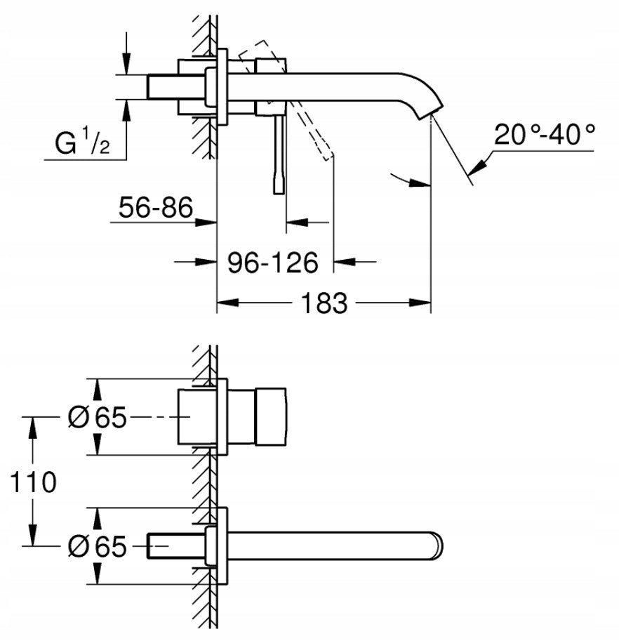 Grohe Essence 2-teiliger Waschtischmischer, Größe M, 19408001 