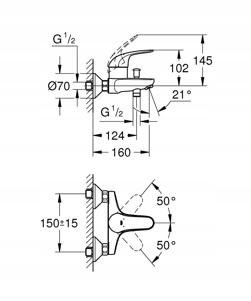 Grohe Euroeco Wasserhahn für Bäder 32743000 