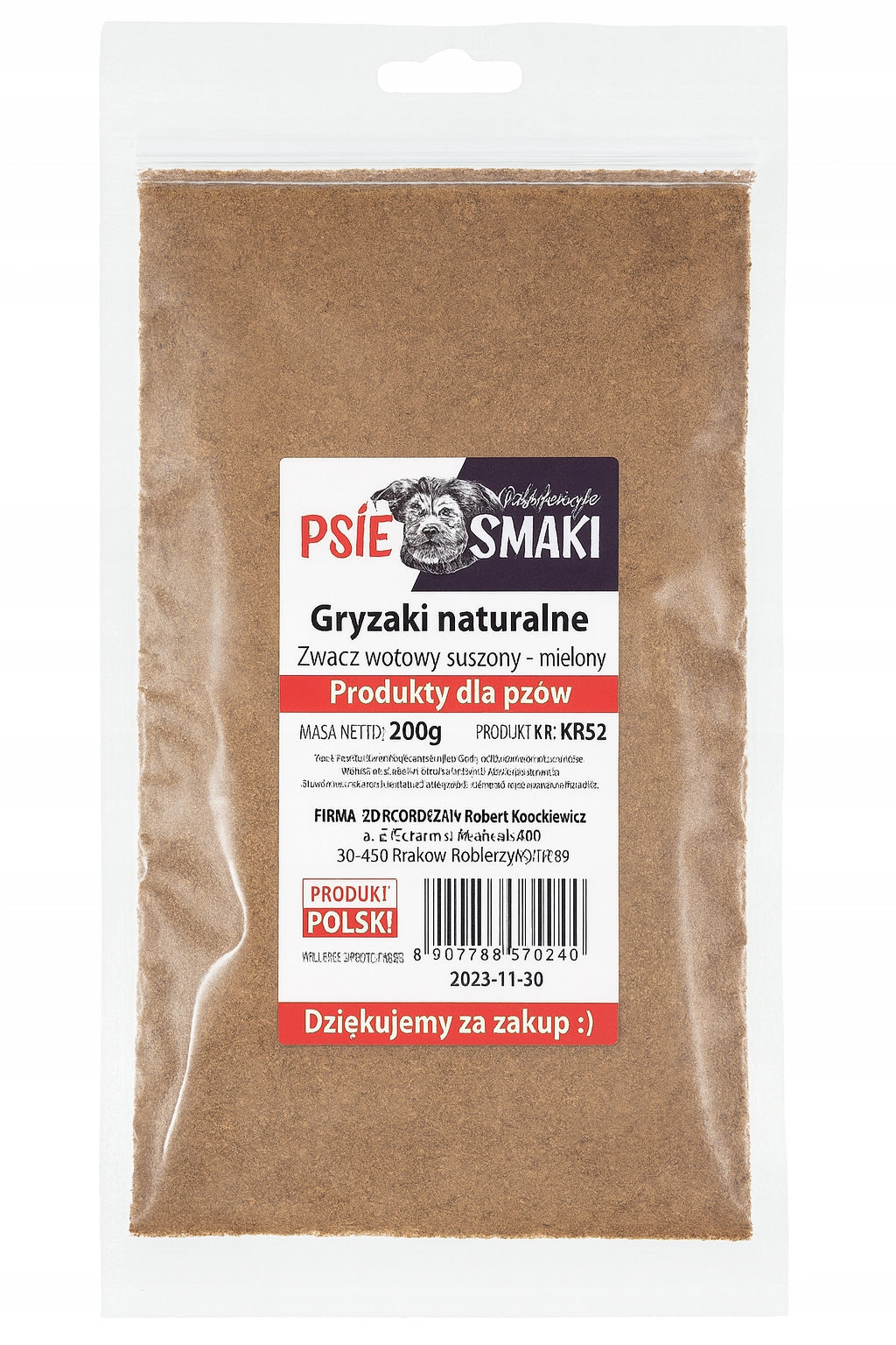 Ground Beef Rumen 200 g - Natural Supplement for Dogs
