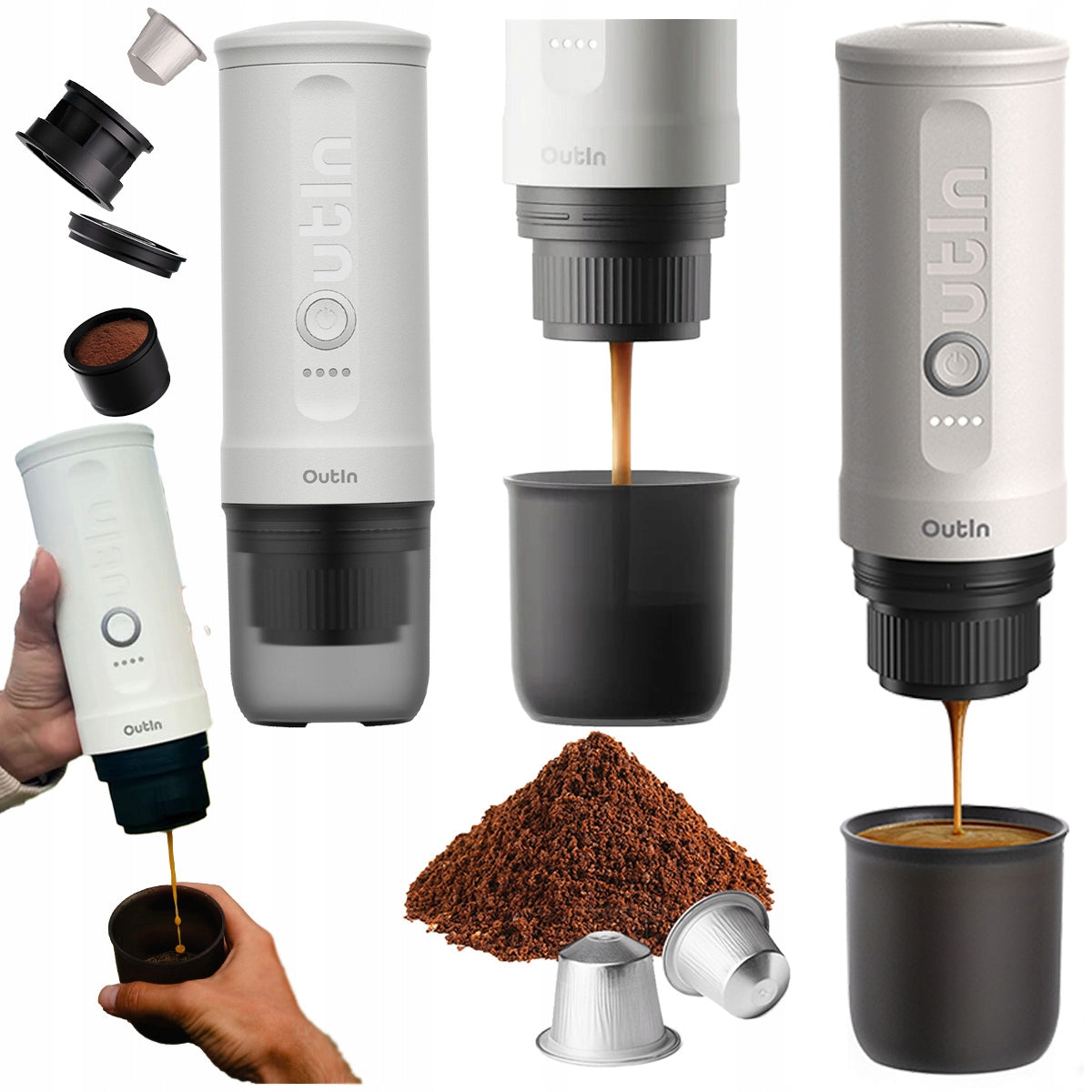 Ground Coffee Maker Capsules 20 Bar Outin Nano PRESSURE Portable