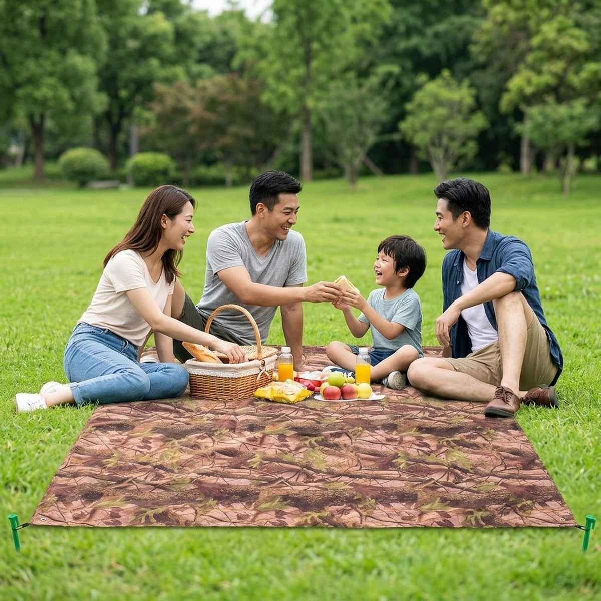 Ground Mat Picnic Mat Foldable with 4 Ground Nails, Portable Tent 1.5x2m