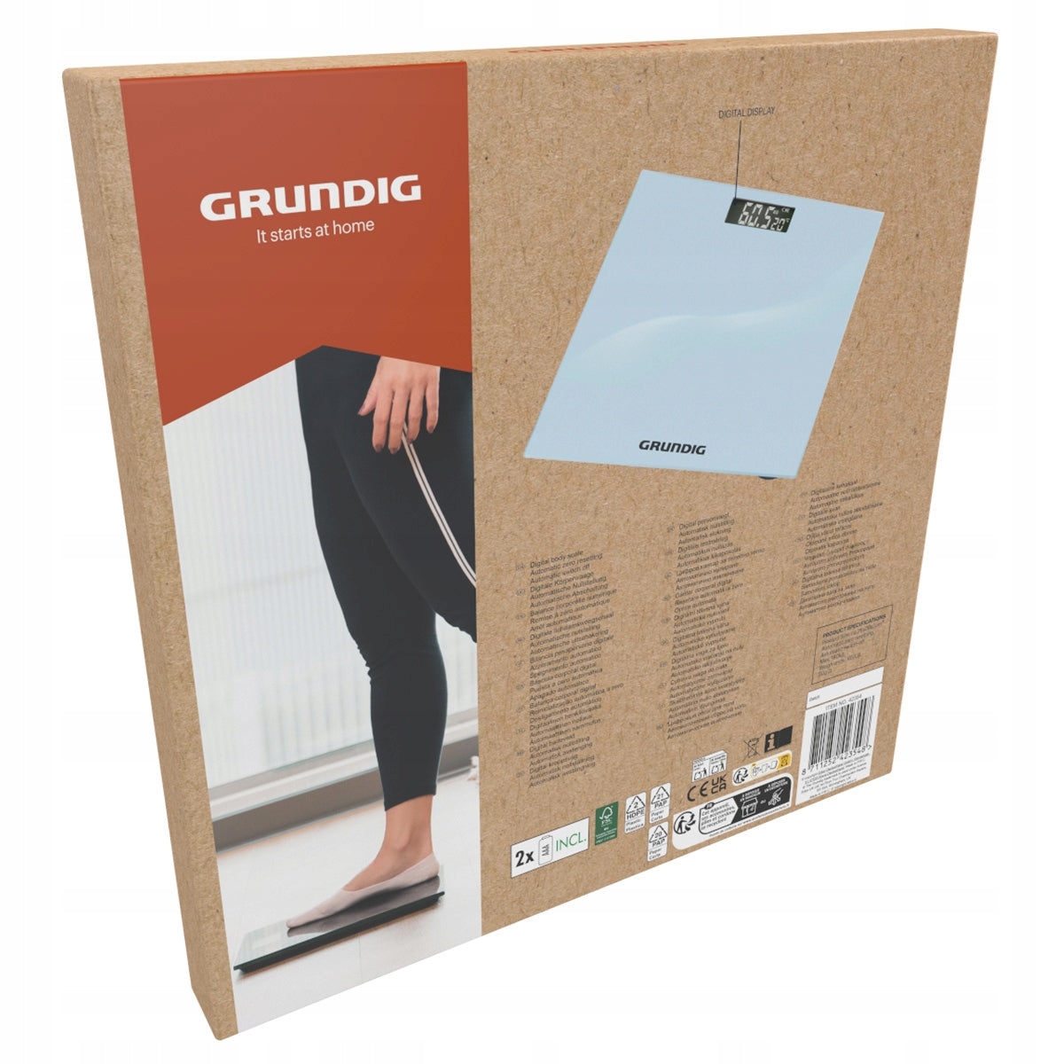 Grundig BATHROOM SCALE Electronic up to 180kg with thermometer display Manufacturer code Waga łazienkowa biała