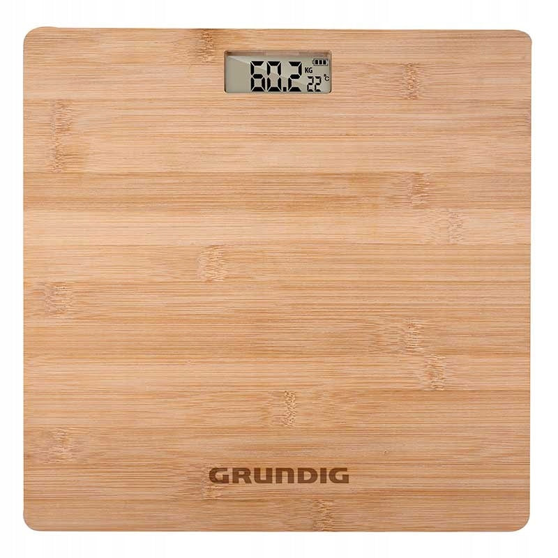Grundig BATHROOM SCALE natural bamboo 28x28x3 cm to 180 kg