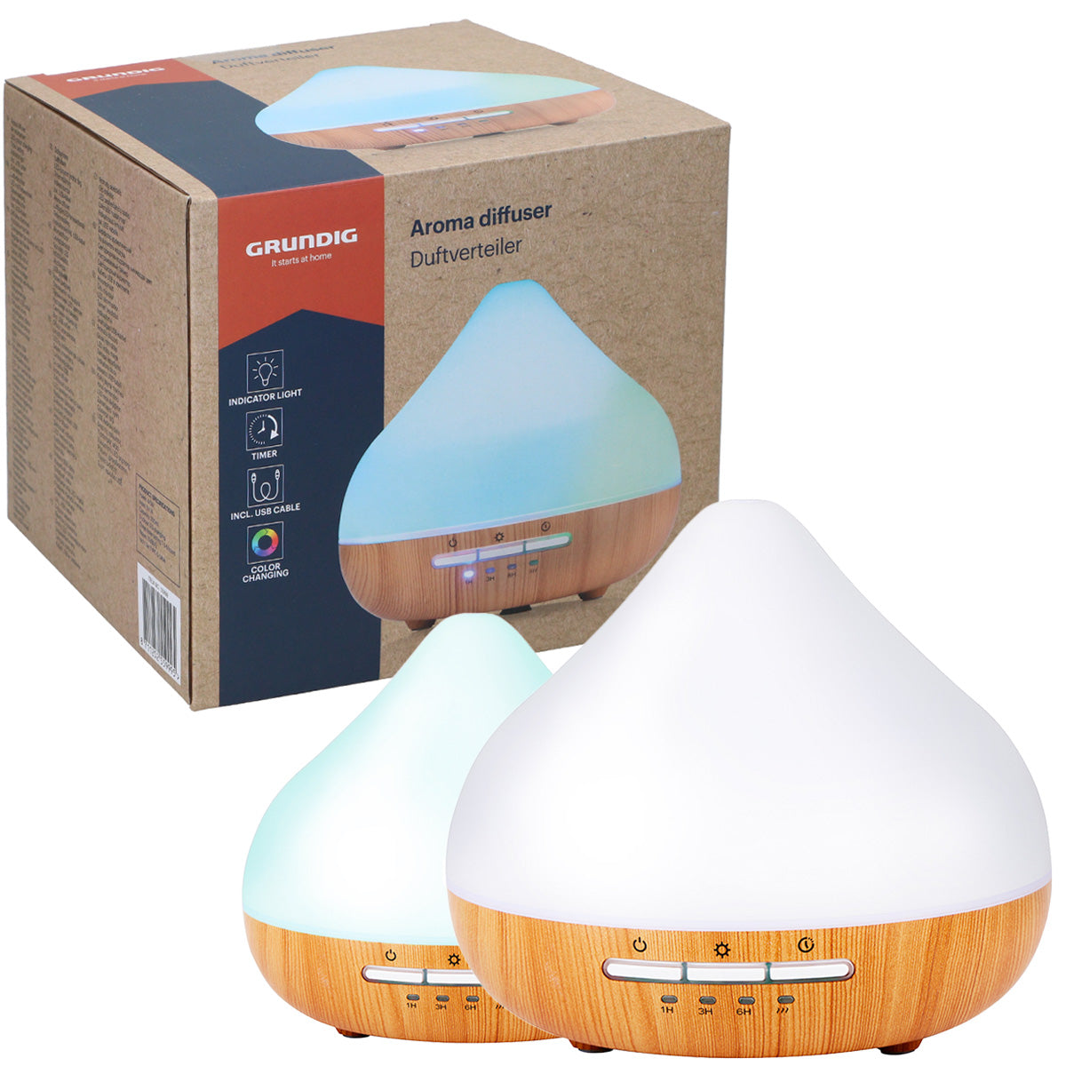 Grundig Fragrance Aromatizer Compact Diffuser LED Light 300ml 7 Colors