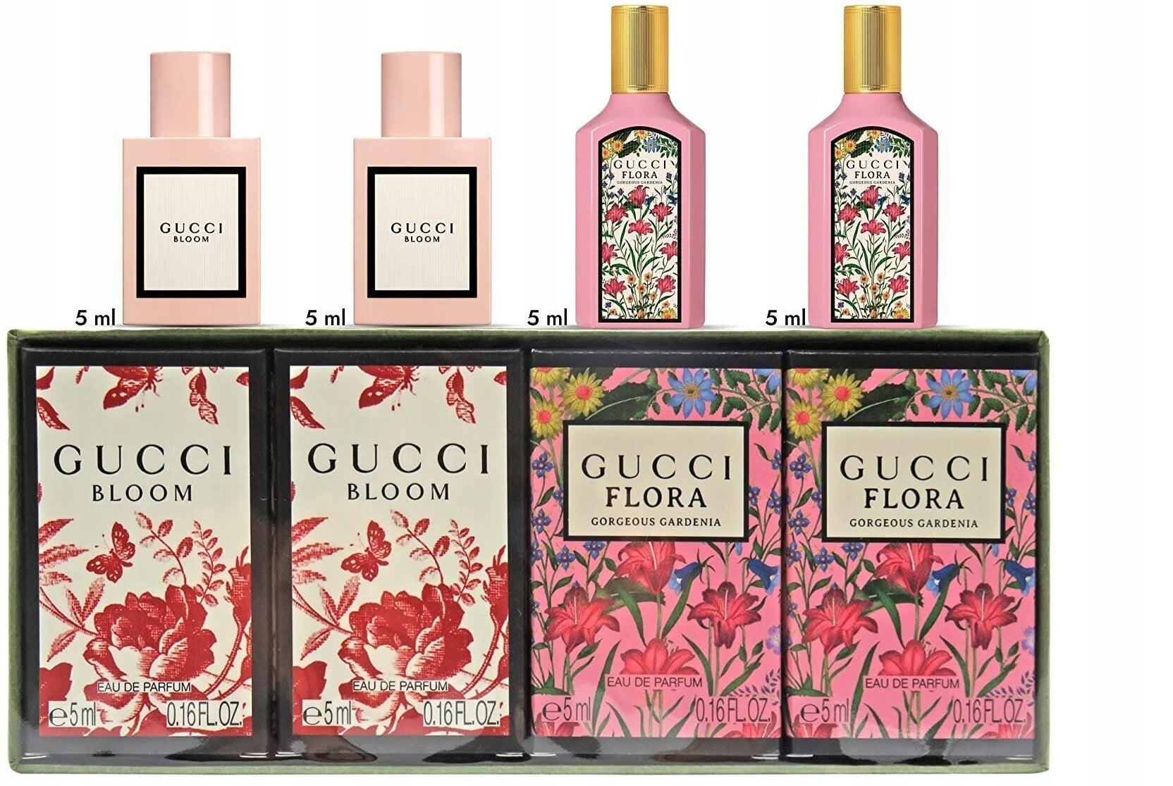 Gucci mini2x gucci Bloom 5ml EDP + 2x gucci Flora Gorgeus Gardenia