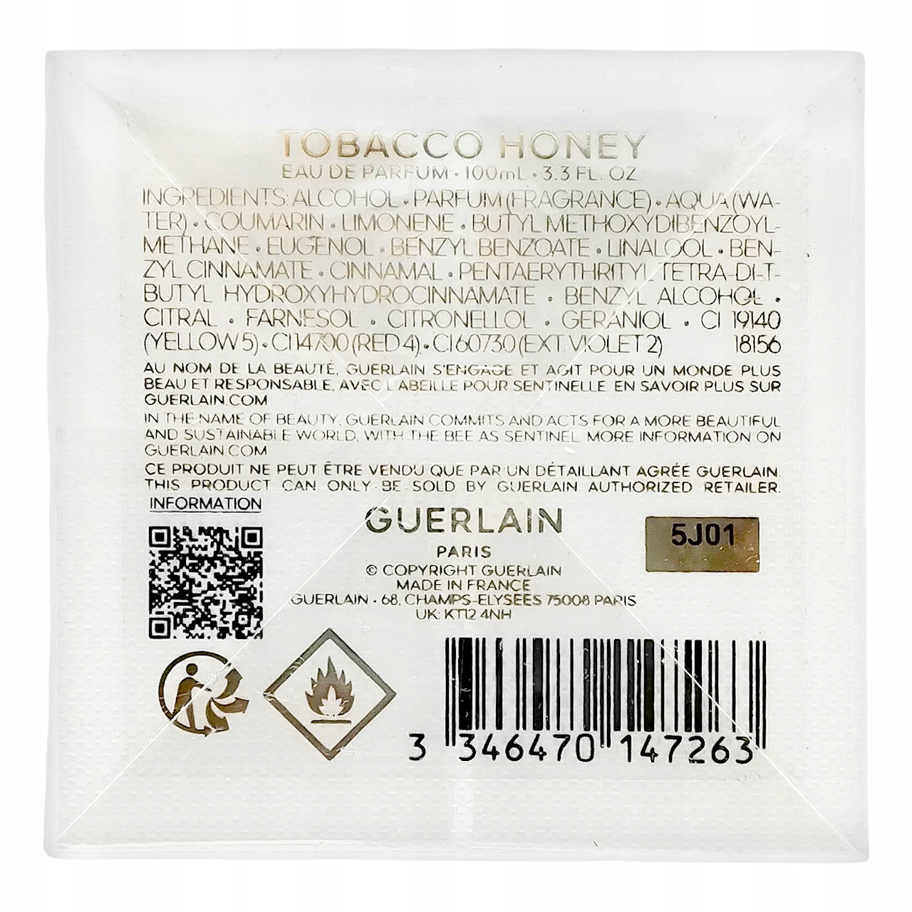 Guerlain Tobacco Honey EDP 100ml Manufacturer code 5J01