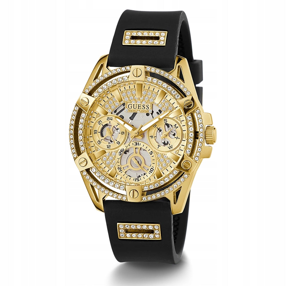Guess GW0536L3 Woman's watch Black strap Gold dial 40 mm + box Brand Guess