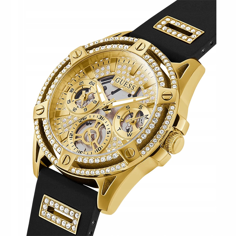 Guess GW0536L3 Woman's watch Black strap Gold dial 40 mm + box Manufacturer code GW0536L3