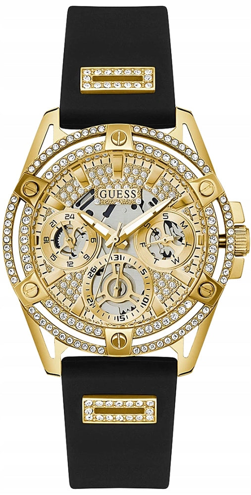 Guess GW0536L3 Woman's watch Black strap Gold dial 40 mm + box