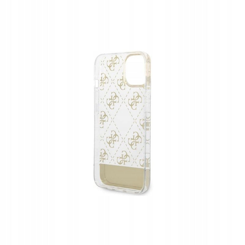 Guess PC/TPU Peony Glitter Script Logo Hülle für iPhone 14 Pro, Gold 