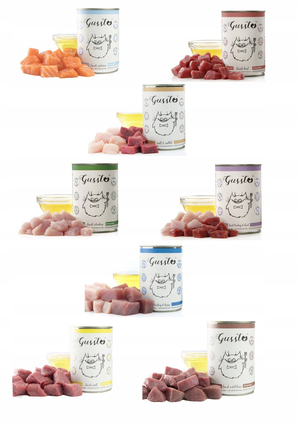 Gussto Mix of Flavours Wet Cat Food Super Premium 6x400g Cereal Free Cans Manufacturer code 5904906035232