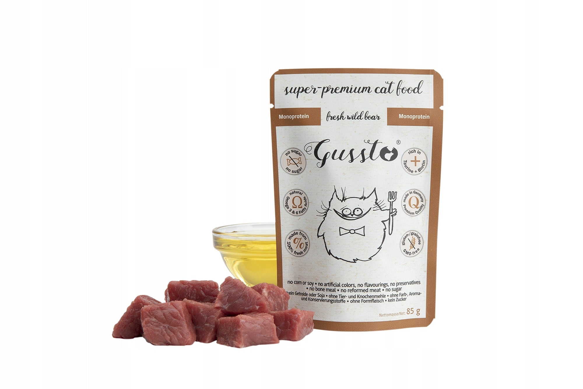 Gussto Super fresh venison monoprotein, holistic sachet cat 85g