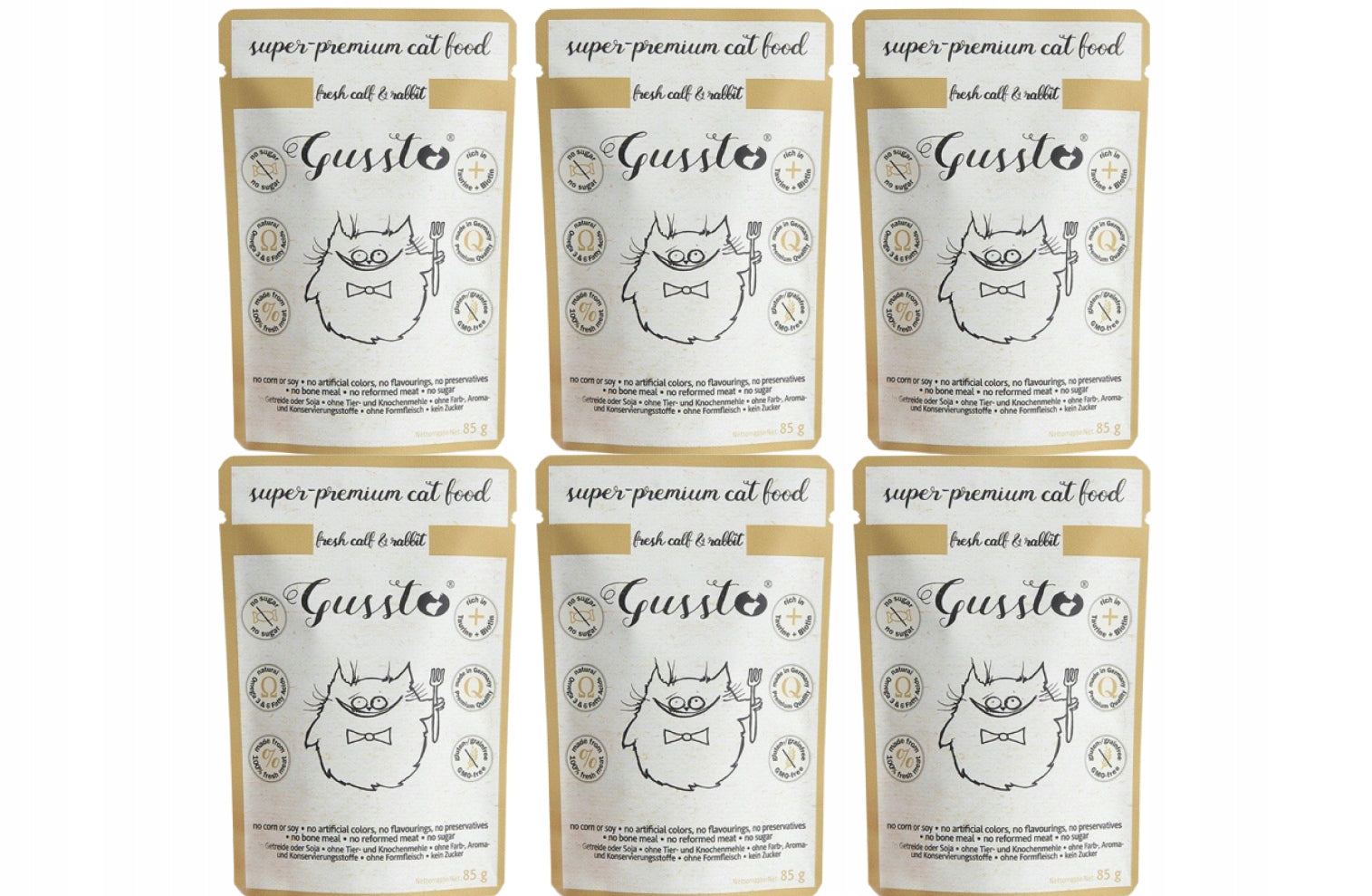 Gussto veal and rabbit 85g Wet cat food TASTY GRAIN-FREE Brand Gussto