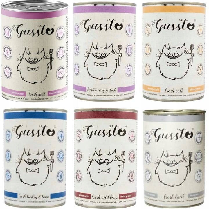 Gussto wet cat food Mix of flavors 6x 400g