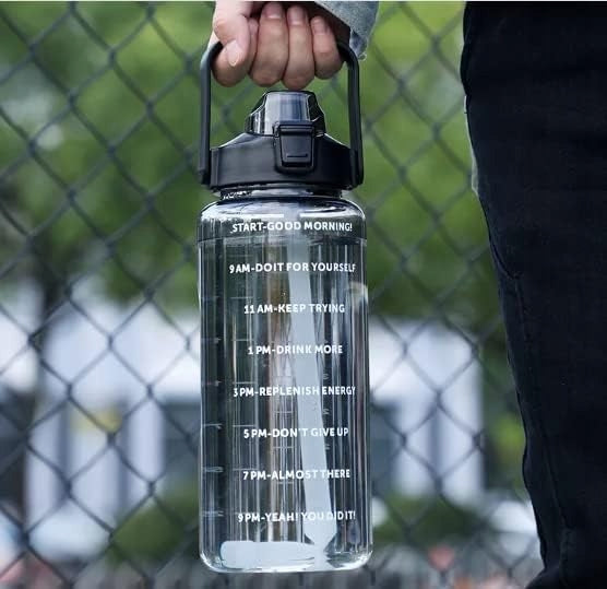 Gym Bottle Motivational Water Bottle 2000 with Mouthpiece Tube 2L Manufacturer code BD62