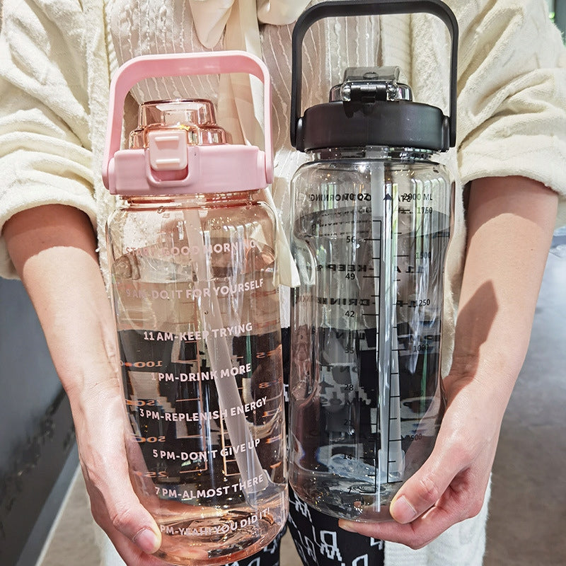 Gym Bottle Motivational Water Bottle 2000 with Mouthpiece Tube 2L Roses Brand no brand