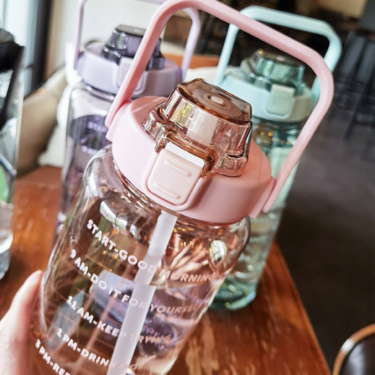 Gym Bottle Motivational Water Bottle 2000 with Mouthpiece Tube 2L Roses Packaging status original