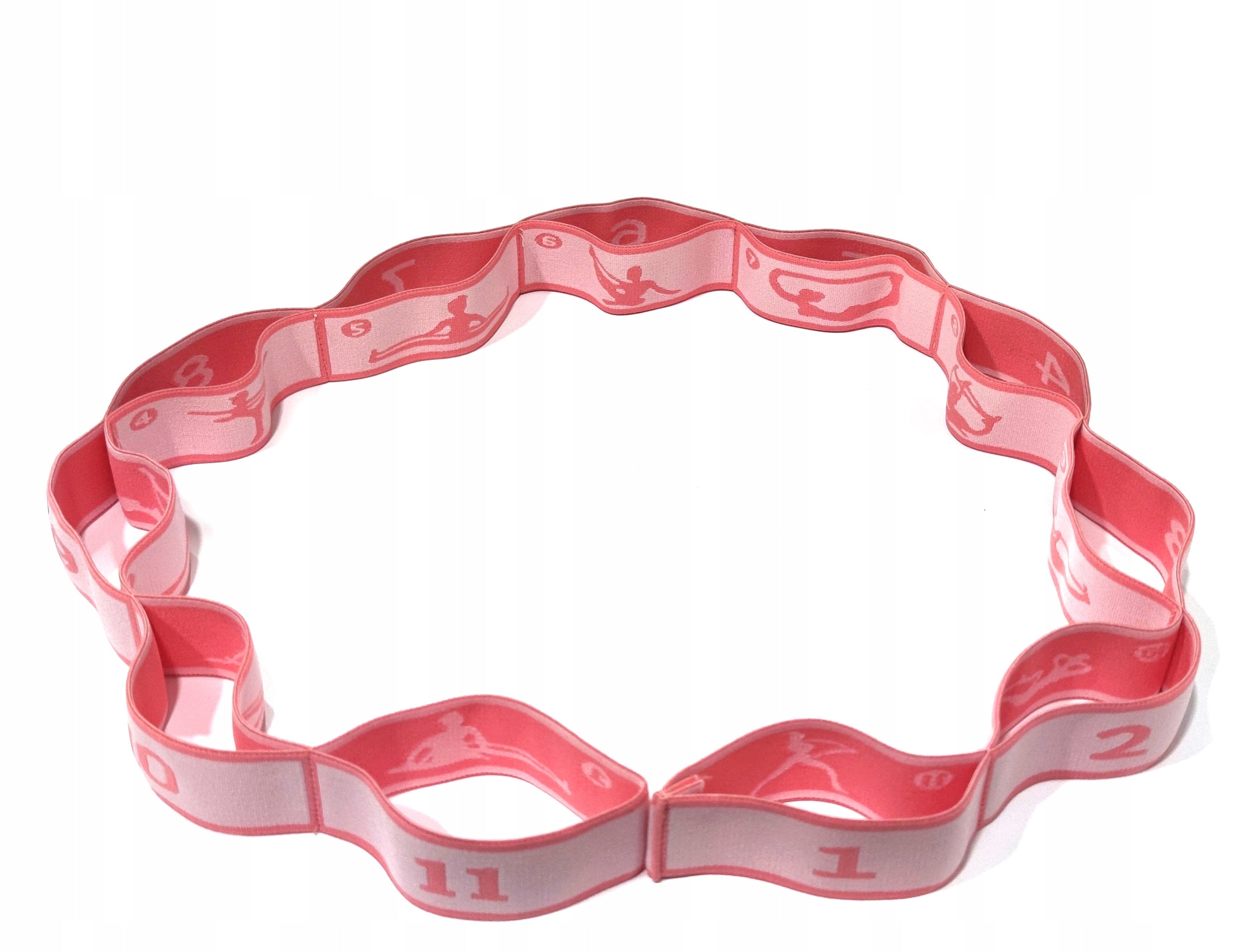 Gymnastic Rubber Stretching Resistance Tape for Exercise Yoga 11 Sections Color pink