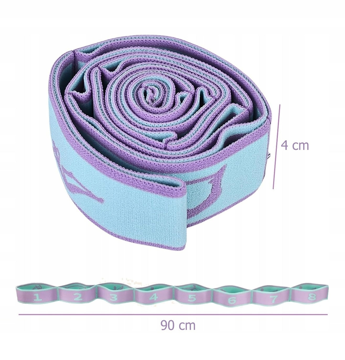 Gymnastic Rubber Stretching Resistance Tape for Exercise Yoga 8 Sections Length 90 cm