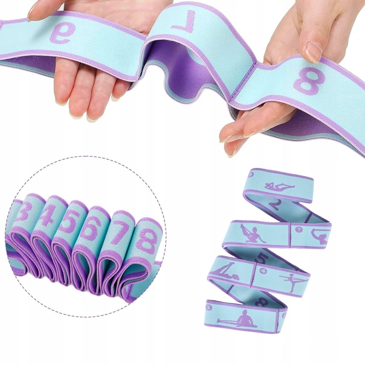 Gymnastic Rubber Stretching Resistance Tape for Exercise Yoga 8 Sections Width 40 mm
