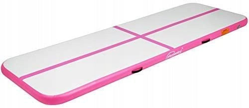 Gymnastic exercise mat with pump, 300x100x10 cm, PVC pink