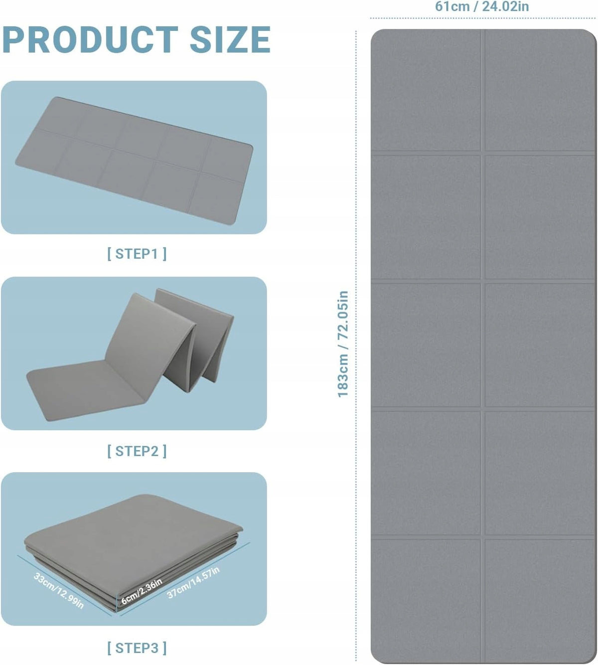 Gymnastic mat NA 183 cm x 61 cm grey