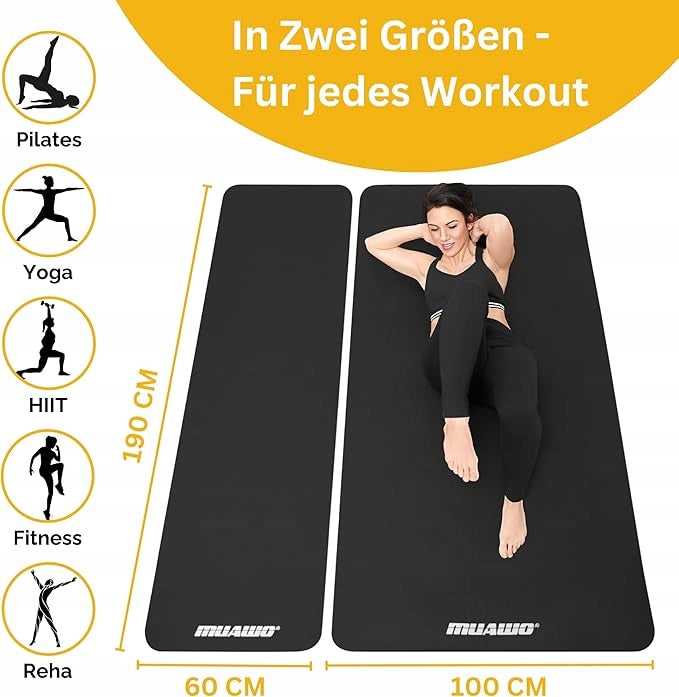 Gymnastic mat for exercise MUAWO 190 cm x 60 cm black Color purple