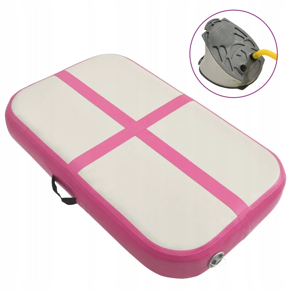 Gymnastic mat with pump, 60x100x10 cm, PVC, pink
