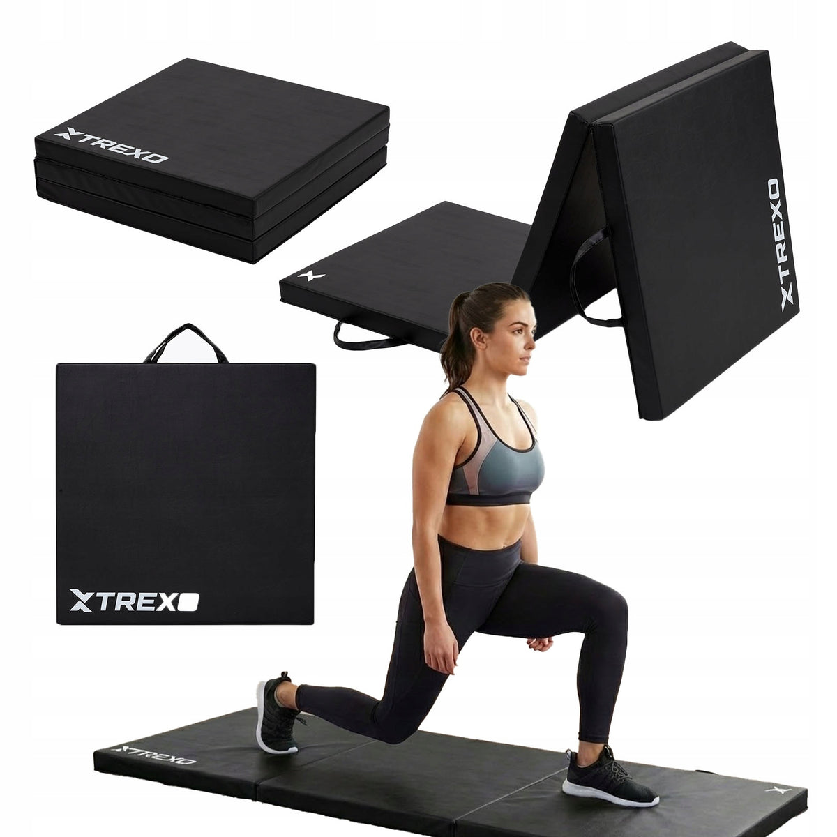 Gymnastic mattress XTREXO folding 180x60x5 cm black SOLID COMPACT
