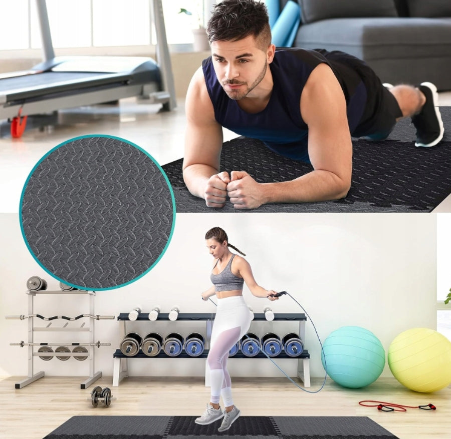 Gymnastics Mat Folding Foam Training Puzzle Non-Slip 3m2 Color gray