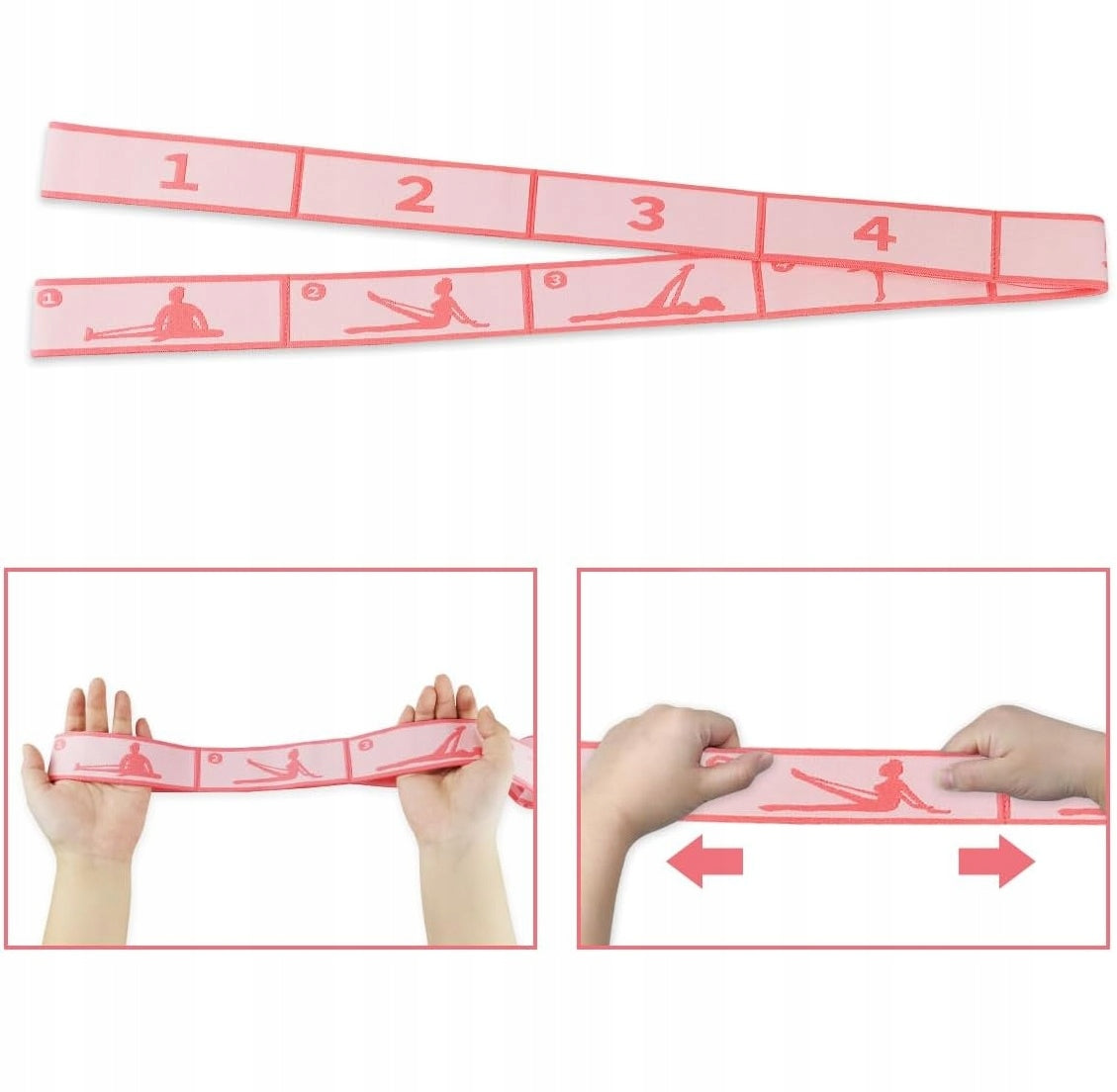 Gymnastics Stretching Tape Resistance Rubber with Exercise Pictures 8 Sections Brand Tojato