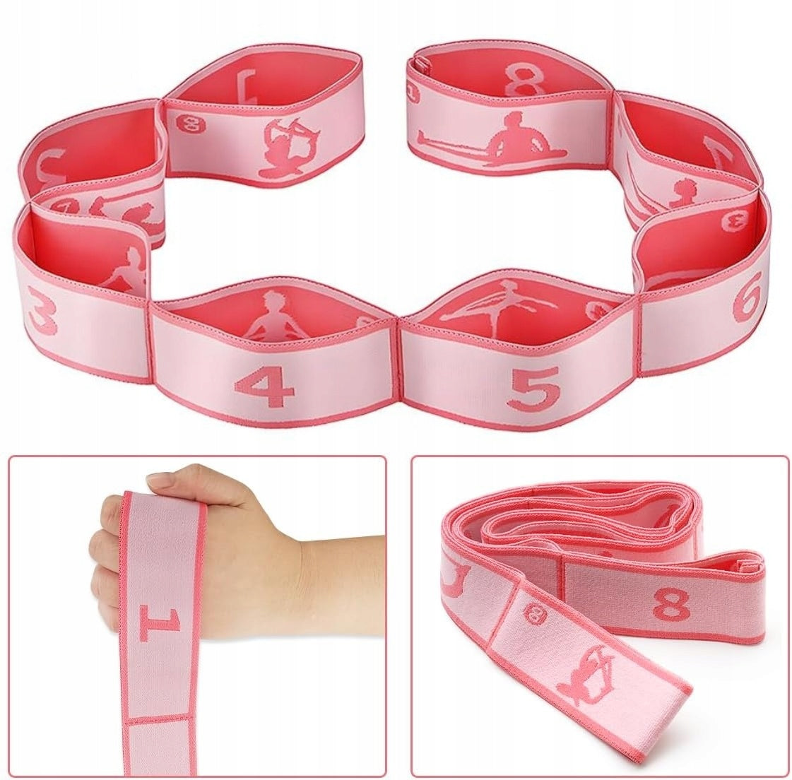 Gymnastics Stretching Tape Resistance Rubber with Exercise Pictures 8 Sections Manufacturer code FG09048-RR9